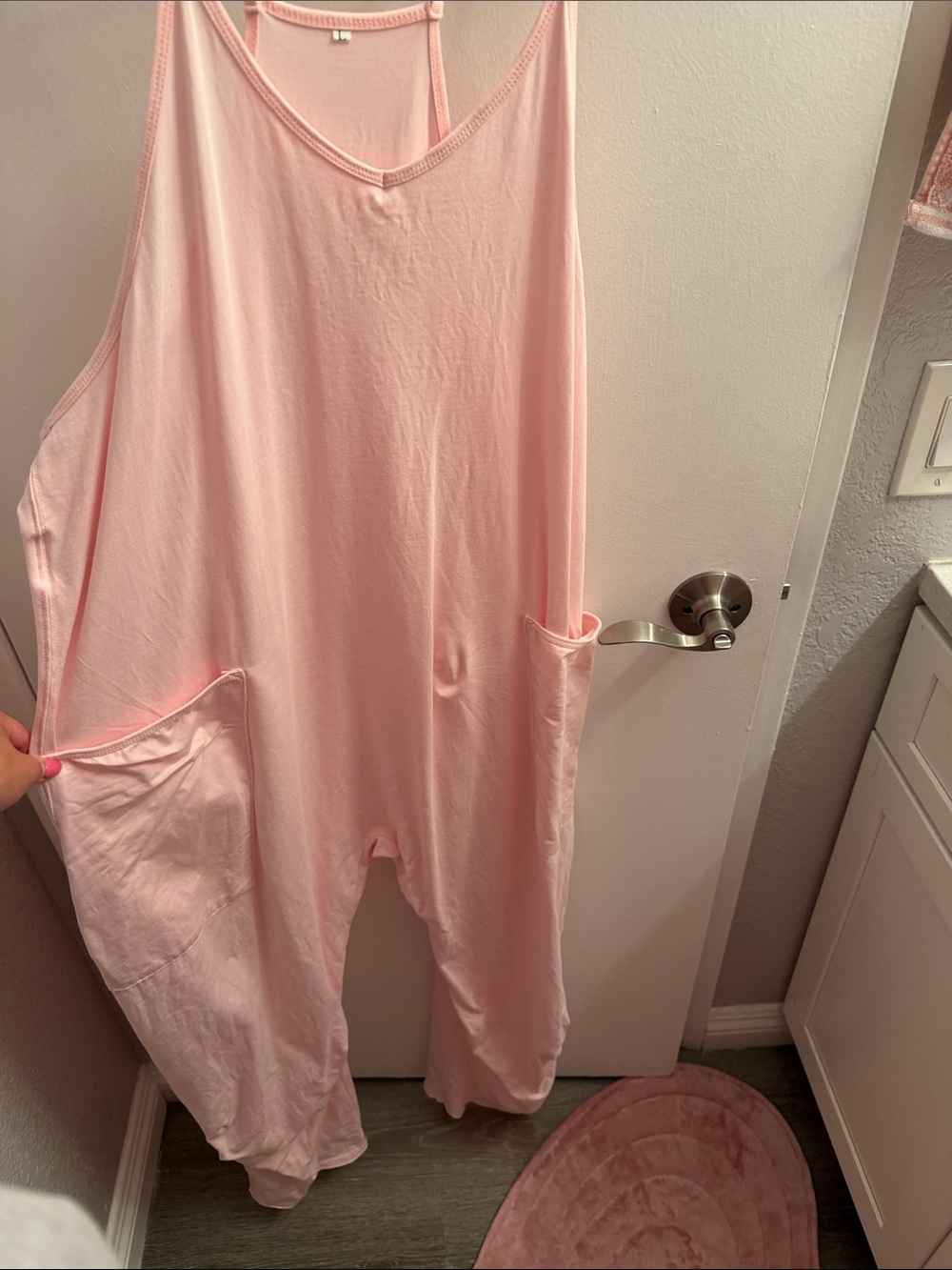 Soft Pink Women's Oversized Jumpsuit Romper with Pockets